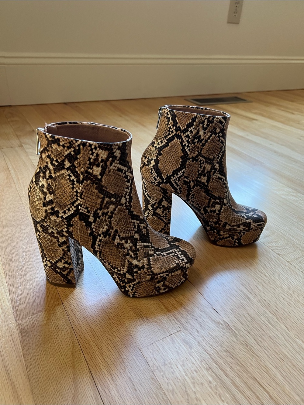 Steve Madden Snake Print Platform Ankle Boots